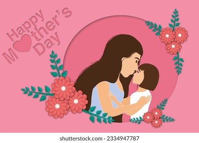 Happy Mother’s day concept papercut style.
