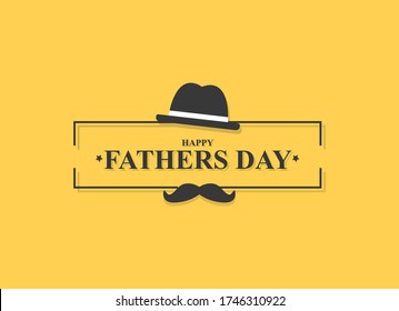 Happy Father’s Day contrast design with mustache, hat. Vector illustration