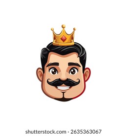 Happy Father’s Day with Crown and Mustache – Flat Character Design