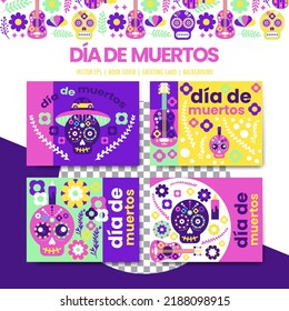 Happy day of the dead, Dia des los muertos collection vector set geometric poster, background, invitation card