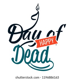 Happy day of dead flat logo sign