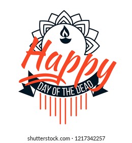 Happy day of dead flat logo sign