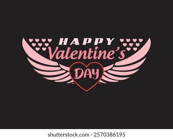 Happy Valentine’s Day design with heart and wings perfect for love themed celebrations