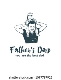 Happy Father’s Day. Father with baby vector illustration
