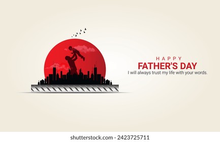 Happy Father’s Day, Father's Day creative design for social media banner, poster, 3D Illustration