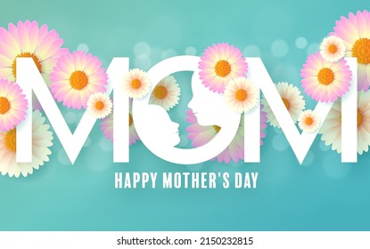 Happy Mother’s Day with flower paper cut flat design.