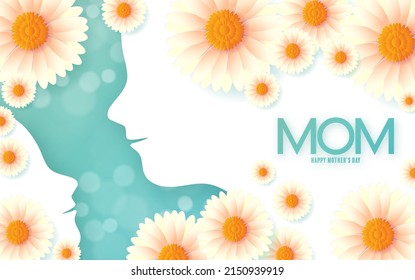 Happy Mother’s Day with flower paper cut flat design.