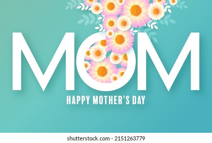 Happy Mother’s Day with flower paper cut flat design.