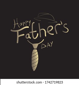 Happy Father’s Day Gold Calligraphy greeting card. Vector illustration.