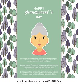 Happy day grandparents. Card for your greetings. Stock vector. Dear sweet beloved grandmother .