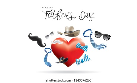 Happy Father’s Day greeting card, banner design with lettering, typography or Calligraphy in three-dimensional style