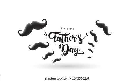 Happy Father’s Day greeting card, banner design with lettering, typography or Calligraphy in three-dimensional style