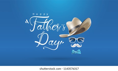 Happy Father’s Day greeting card, banner design with lettering, typography or Calligraphy in three-dimensional style