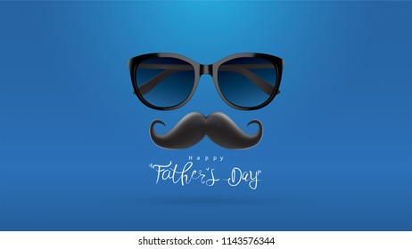 Happy Father’s Day greeting card, banner design with lettering, typography or Calligraphy in three-dimensional style