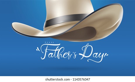 Happy Father’s Day greeting card, banner design with lettering, typography or Calligraphy in three-dimensional style