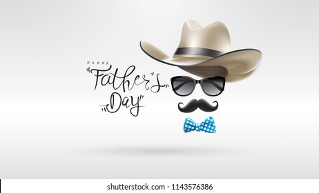 Happy Father’s Day greeting card, banner design with lettering, typography or Calligraphy in three-dimensional style