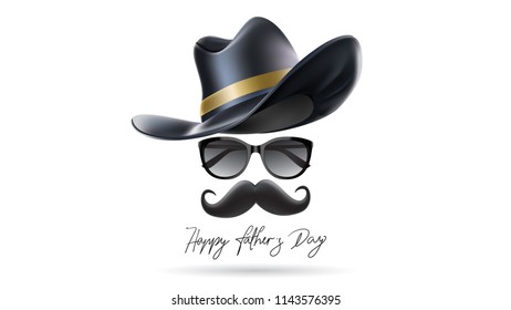 Happy Father’s Day greeting card, banner design with lettering, typography or Calligraphy in three-dimensional style