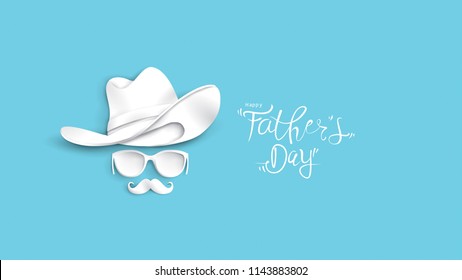 Happy Father’s Day greeting card, banner design with lettering, typography or Calligraphy in three-dimensional style