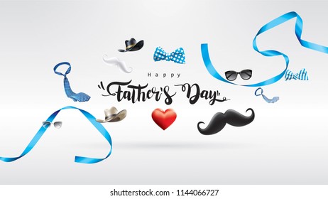 Happy Father’s Day greeting card, banner design with lettering, typography or Calligraphy in three-dimensional style