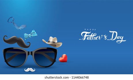 Happy Father’s Day greeting card, banner design with lettering, typography or Calligraphy in three-dimensional style