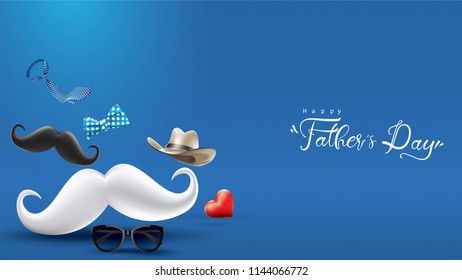 Happy Father’s Day greeting card, banner design with lettering, typography or Calligraphy in three-dimensional style