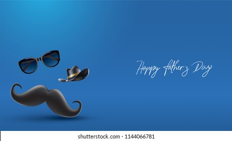Happy Father’s Day greeting card, banner design with lettering, typography or Calligraphy in three-dimensional style