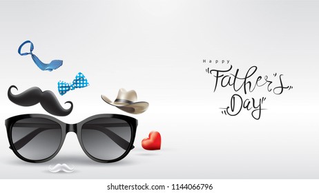 Happy Father’s Day greeting card, banner design with lettering, typography or Calligraphy in three-dimensional style