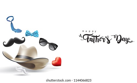 Happy Father’s Day greeting card, banner design with lettering, typography or Calligraphy in three-dimensional style