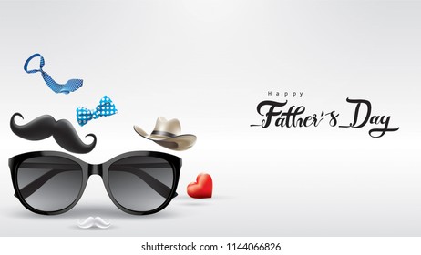 Happy Father’s Day greeting card, banner design with lettering, typography or Calligraphy in three-dimensional style