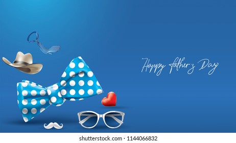 Happy Father’s Day greeting card, banner design with lettering, typography or Calligraphy in three-dimensional style