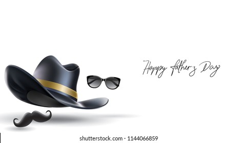 Happy Father’s Day greeting card, banner design with lettering, typography or Calligraphy in three-dimensional style