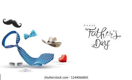 Happy Father’s Day greeting card, banner design with lettering, typography or Calligraphy in three-dimensional style