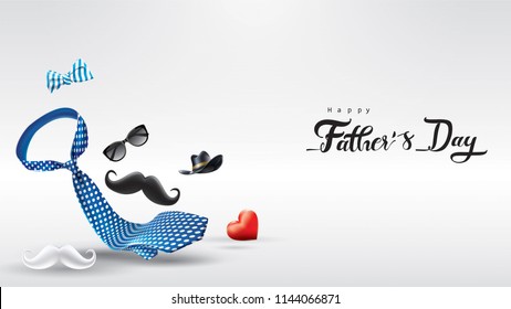 Happy Father’s Day greeting card, banner design with lettering, typography or Calligraphy in three-dimensional style