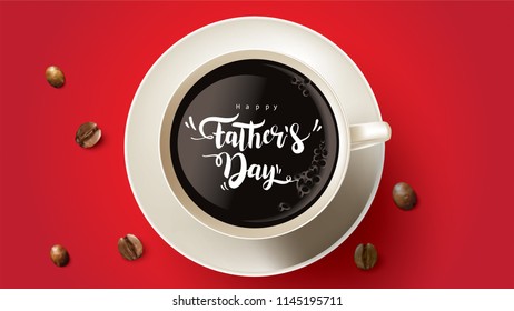 Happy Father’s Day greeting card, banner design with lettering, typography or Calligraphy in three-dimensional style