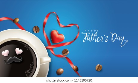 Happy Father’s Day greeting card, banner design with lettering, typography or Calligraphy in three-dimensional style
