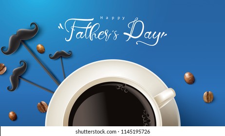 Happy Father’s Day greeting card, banner design with lettering, typography or Calligraphy in three-dimensional style