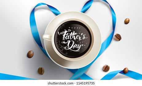 Happy Father’s Day greeting card, banner design with lettering, typography or Calligraphy in three-dimensional style