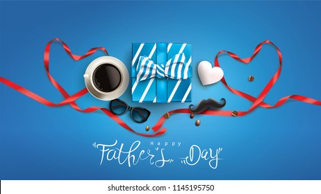 Happy Father’s Day greeting card, banner design with lettering, typography or Calligraphy in three-dimensional style