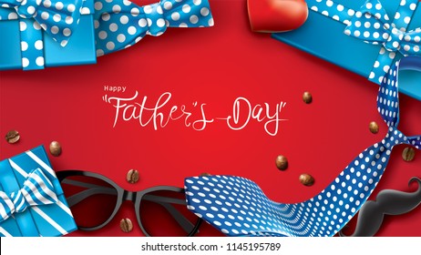 Happy Father’s Day greeting card, banner design with lettering, typography or Calligraphy in three-dimensional style