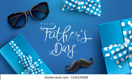 Happy Father’s Day greeting card, banner design with lettering, typography or Calligraphy in three-dimensional style