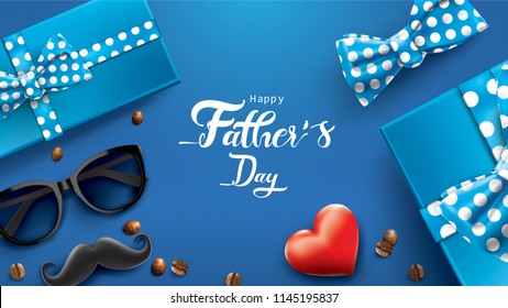 Happy Father’s Day greeting card, banner design with lettering, typography or Calligraphy in three-dimensional style