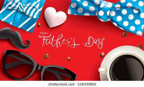 Happy Father’s Day greeting card, banner design with lettering, typography or Calligraphy in three-dimensional style