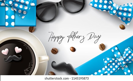 Happy Father’s Day greeting card, banner design with lettering, typography or Calligraphy in three-dimensional style