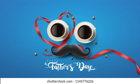 Happy Father’s Day greeting card, banner design with lettering, typography or Calligraphy in three-dimensional style