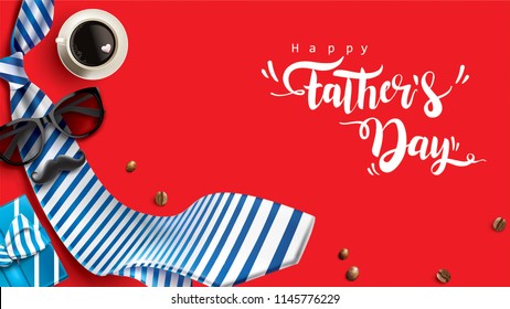 Happy Father’s Day greeting card, banner design with lettering, typography or Calligraphy in three-dimensional style