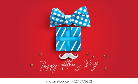 Happy Father’s Day greeting card, banner design with lettering, typography or Calligraphy in three-dimensional style