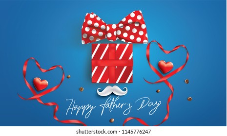 Happy Father’s Day greeting card, banner design with lettering, typography or Calligraphy in three-dimensional style