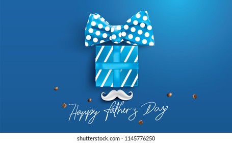 Happy Father’s Day greeting card, banner design with lettering, typography or Calligraphy in three-dimensional style
