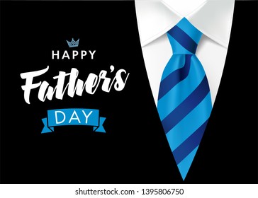 Feliz día del padre. Concepto de pancarta con corbata a rayas azules y traje de hombre en segundo plano para el día del padre. Ilustración del vector