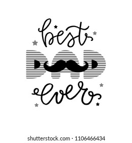 Happy Father’s Day greeting card in black and white. Vector illustration.
